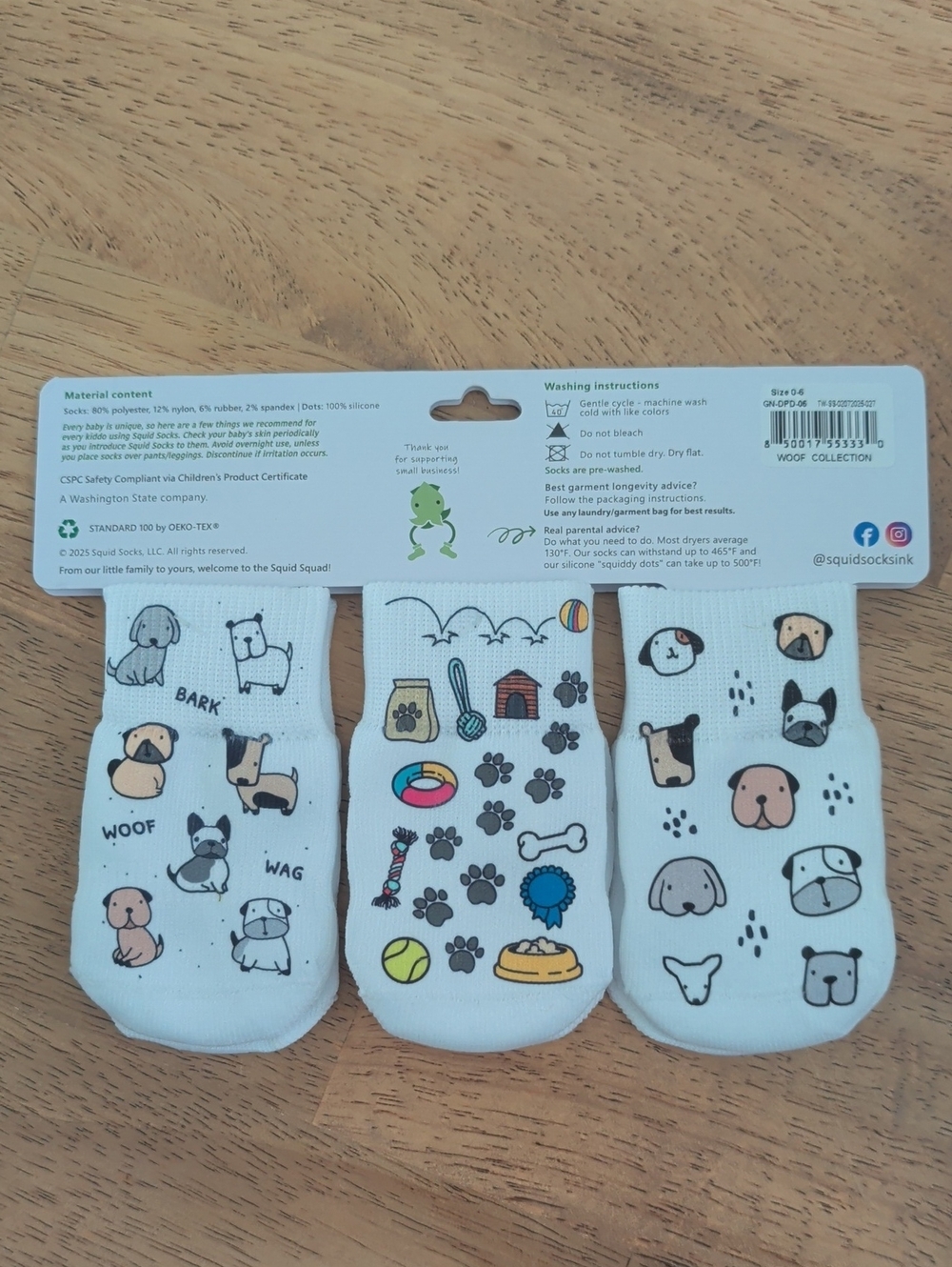 NWT Squid Socks Baby Stay-On Socks in Woof, 0-6 Months - Picture 6 of 10